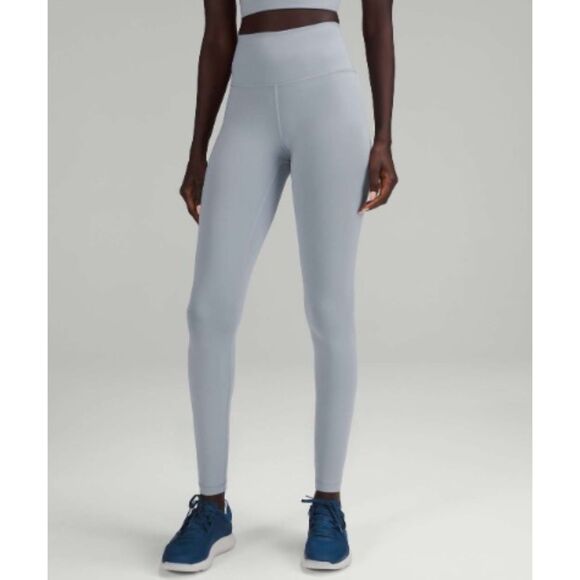 LULULEMON Chambray Blue Wunder Train High Rise Workout Athletic Ankle Leggings 2 - Picture 1 of 10